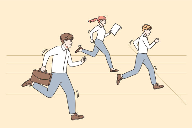 员工在工作竞争中赛跑图片下载