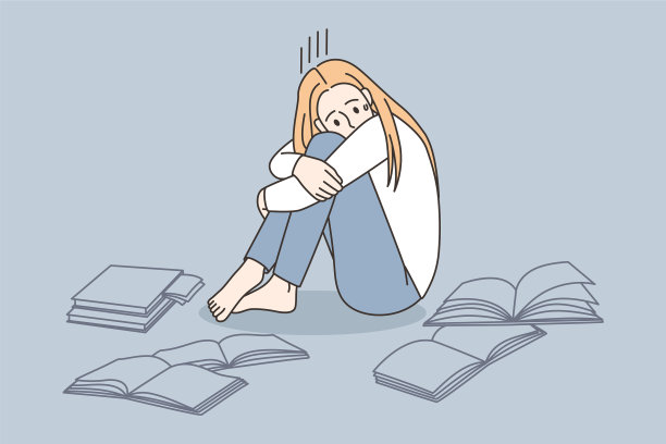 不快乐的女孩哭着学习图片下载