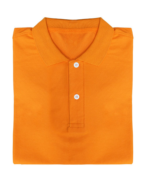 模拟橙色t恤孤立在白色背景与剪切路径图片下载