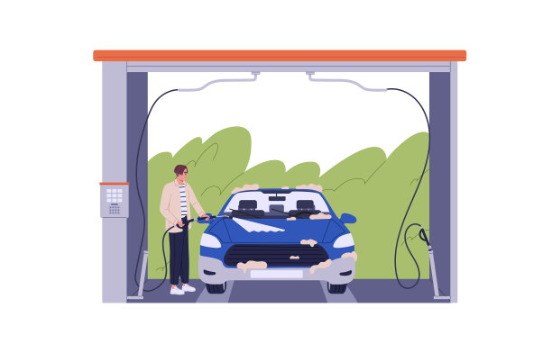 男子司机清洁汽车自助洗车图片下载