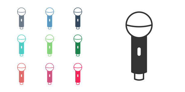 黑色麦克风图标孤立在白色背景图片下载