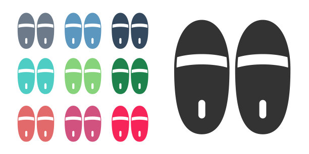 黑色拖鞋图标孤立在白色背景图片下载