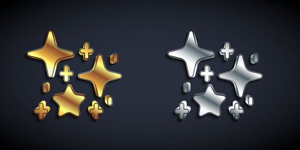 金色和银色的星星闪烁着神奇的光芒图片下载