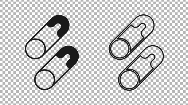 黑色经典封闭钢制安全别针图标图片下载