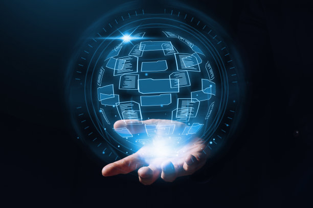 文件管理系统或DMS。处理文件夹和文件的云存储。全息投影全息图在人的手上投影图片下载