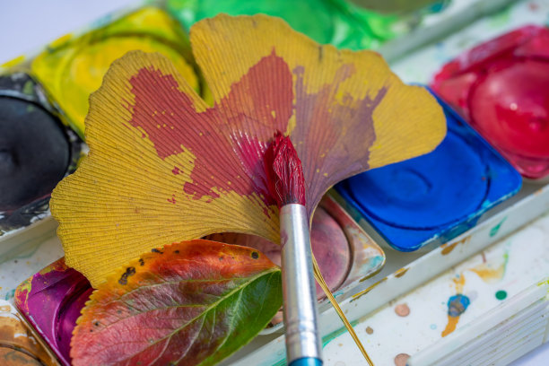 用水彩画秋天的树叶图片下载