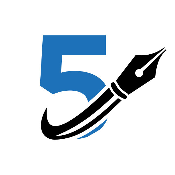 教育标志上的字母5概念与笔尖图片下载