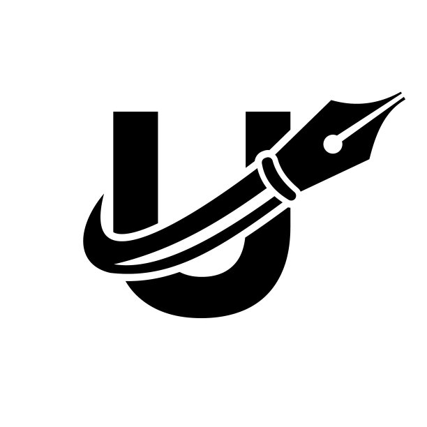 教育标志上字母u概念与笔尖图片下载