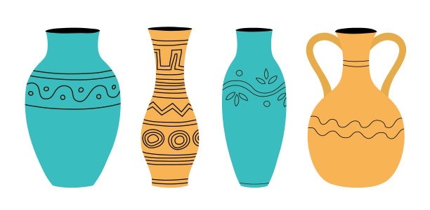 一套带有条纹的家庭花卉花瓶图片下载