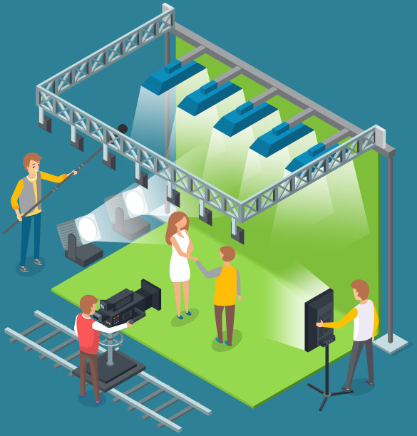 和演员在亭子里拍摄的过程图片下载