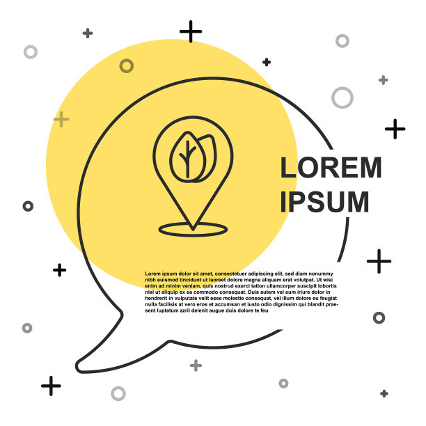 黑色线定位销与叶内图标图片下载