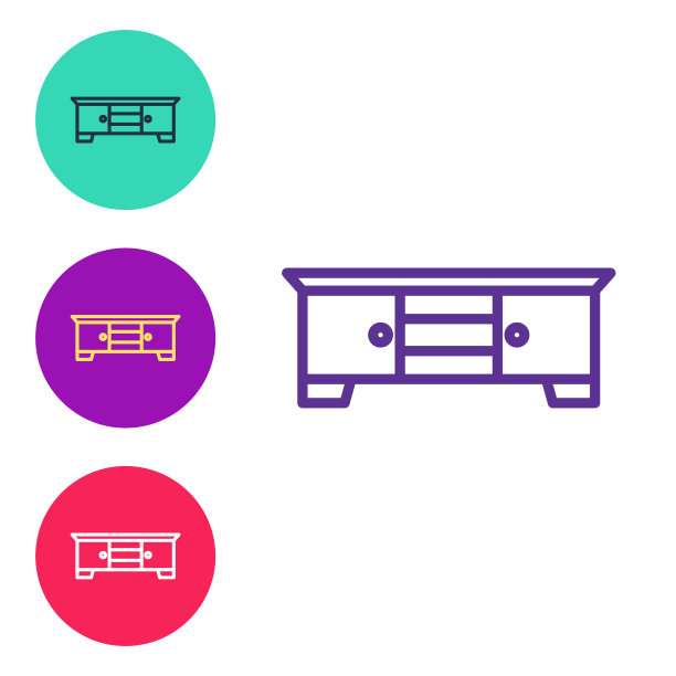 设定线电视桌立图标孤立在白色上图片下载