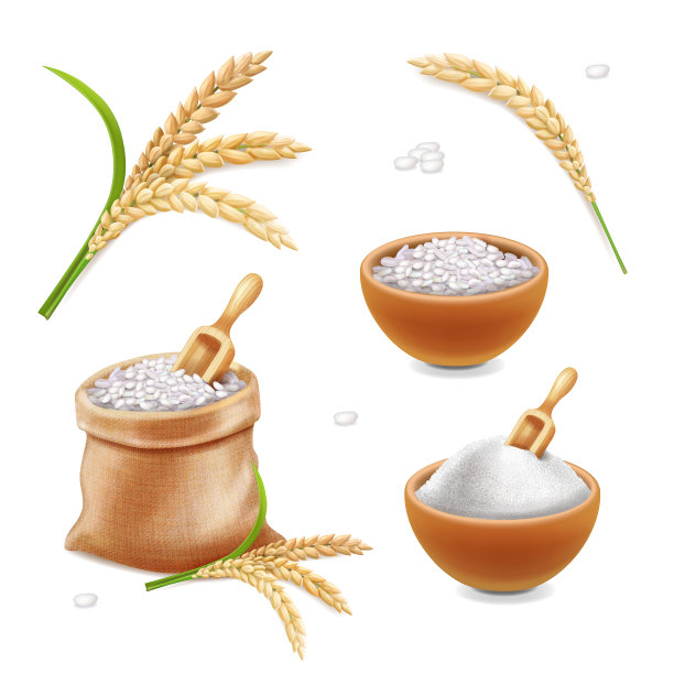 3d米袋用米粉袋装米粒图片下载