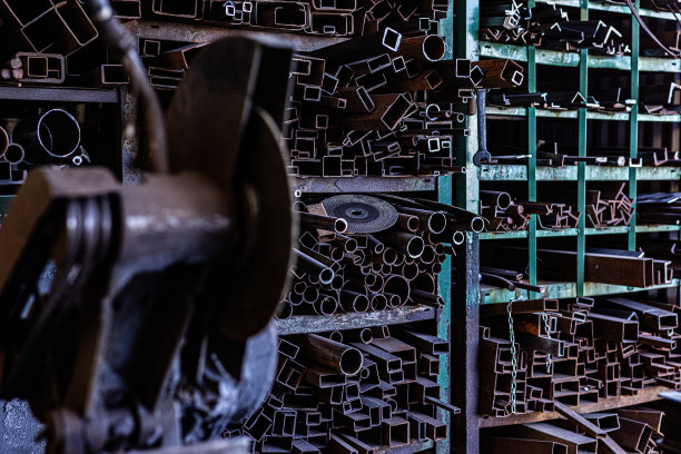 建筑工地或制造商用于住宅和商业建筑的不同金属制品和材料图片下载