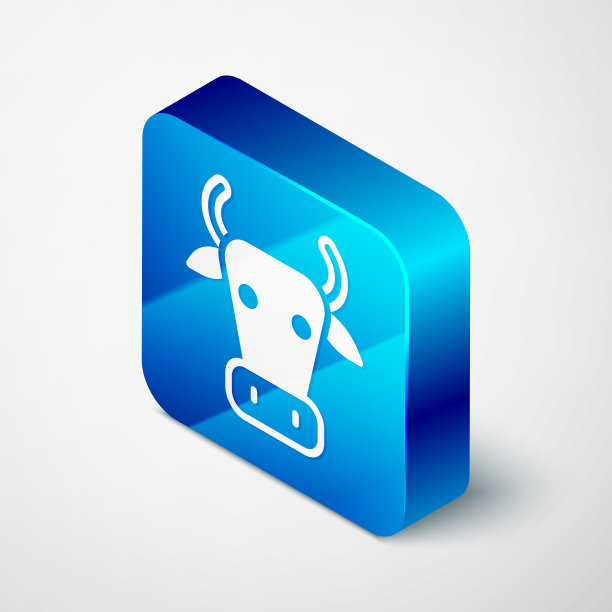 等距奶牛图标孤立在灰色背景图片下载