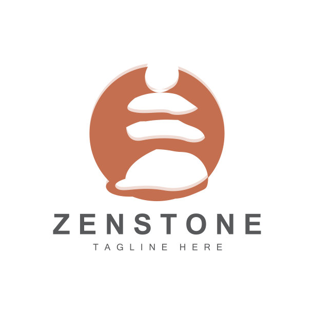 平衡石标志设计，矢量治疗石，按摩石，热石和Zenstone，产品品牌插图图片下载