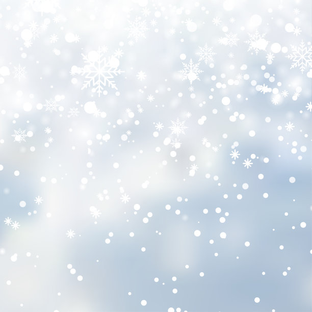 浅蓝色背景的冬季降雪和雪花。圣诞节和新年的背景。向量图片下载