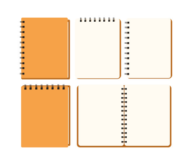 一套螺旋记事本。矢量图图片下载