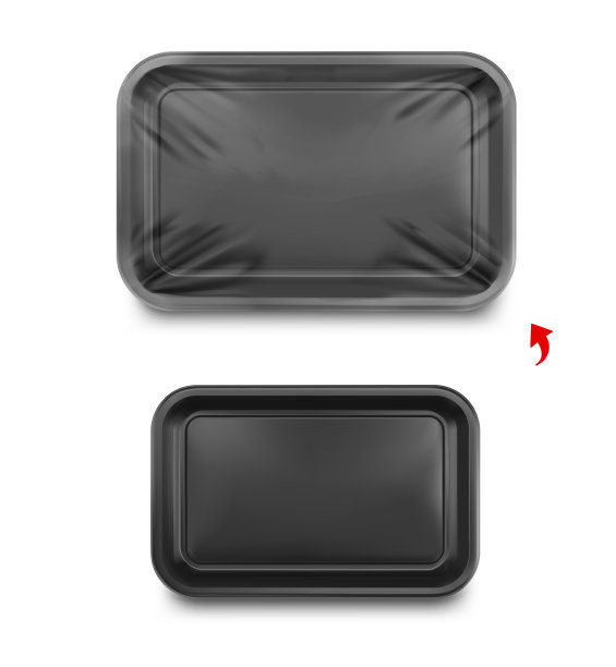 水平黑色托盘集装箱模型与透明膜。图片下载