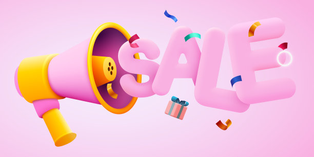 3d手持扩音器扬声器在智能手机的折扣宣布。销售模型。图片下载