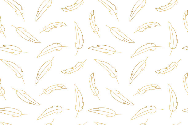 无缝图案与金色的羽毛，伟大的包裹，纺织品，墙纸，贺卡矢量插图图片下载