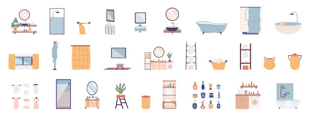 一套浴室内部在斯堪的纳维亚图片下载