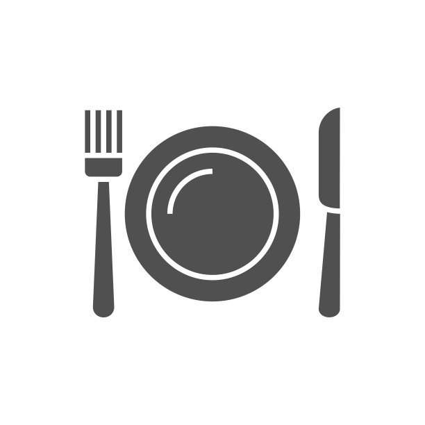 盘子，叉子和刀相关的矢量字形图标图片下载