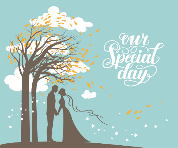 秋天树与云的婚礼图片下载