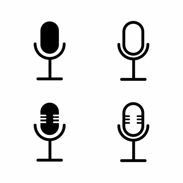 简单清洁播客图标，麦克风冷凝器矢量图片下载