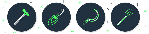 设置线花园铲子铲子或铲子镰刀图片下载