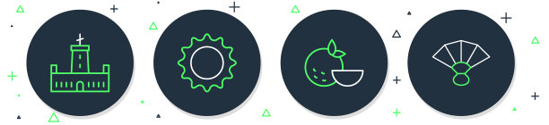 Set line太阳橙果蒙朱奇城堡和图片下载