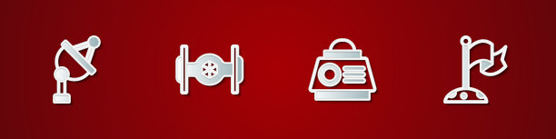 设置卫星碟、宇宙飞船、太空舱和图片下载