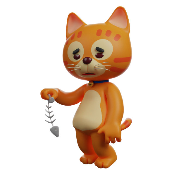 猫的3d卡通图片看起来很悲伤图片下载