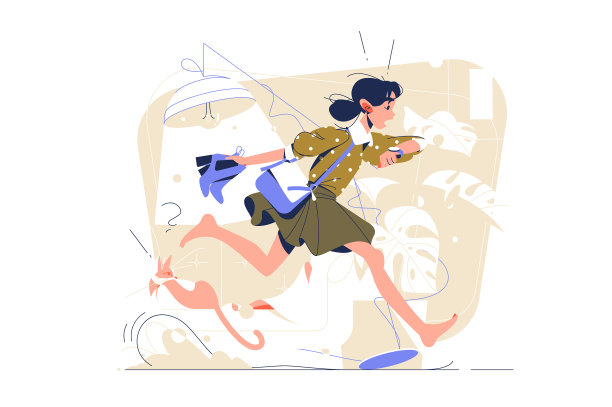 女孩匆匆忙忙地跑去上班图片下载