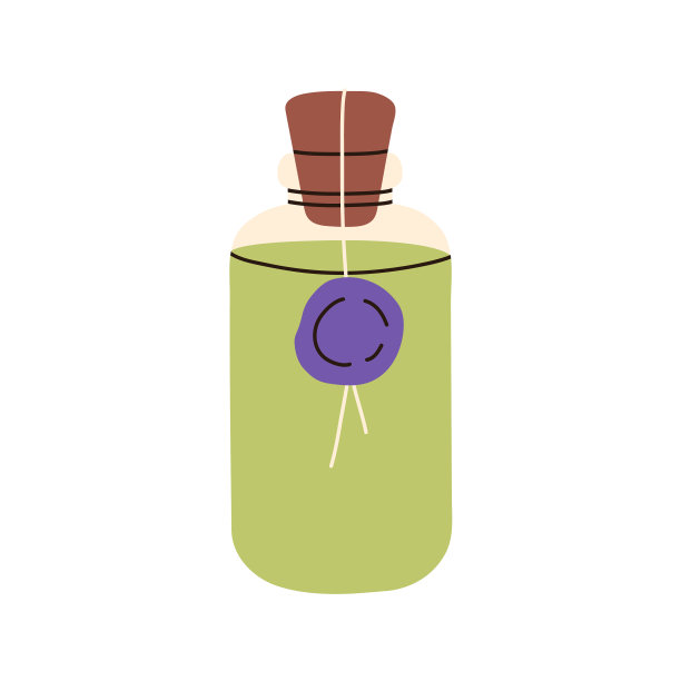 玻璃瓶与抽象液体药剂软木塞图片下载