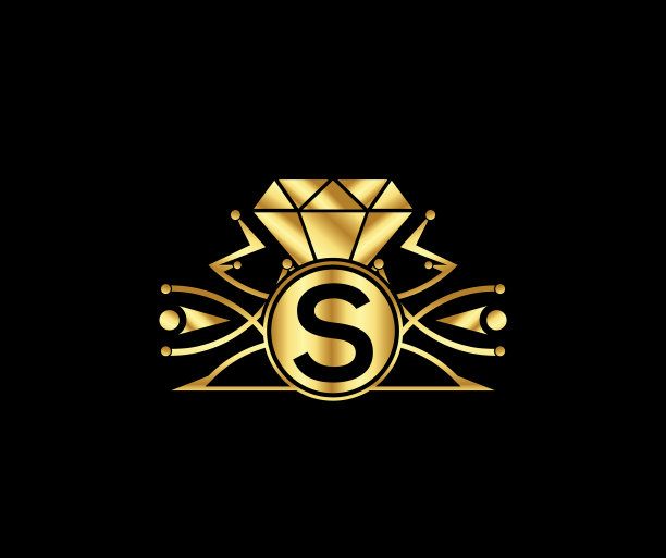 S字母钻石豪华配金色标志图片下载