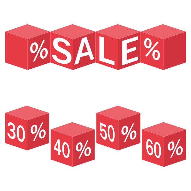 一套白色的折扣方块图片下载