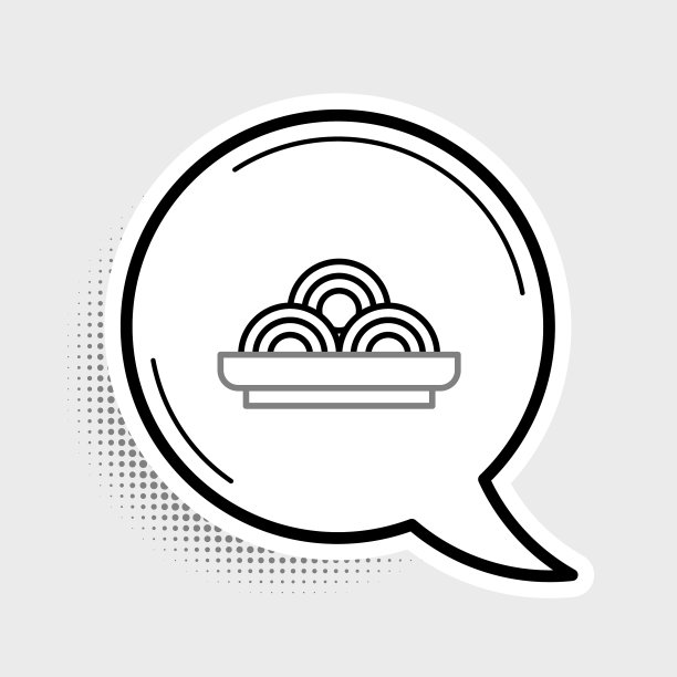 线条亚洲面条在碗图标孤立在灰色图片下载