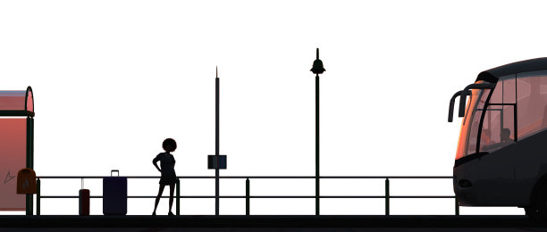 在马略卡岛等车的女人图片下载