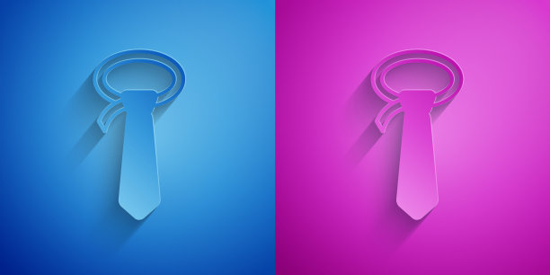 剪纸领带图标孤立的蓝色和紫色图片下载