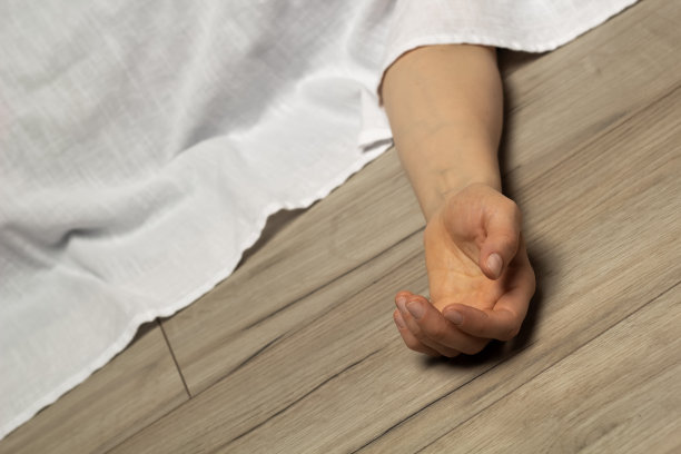 一个死去女人的手。人类的尸体。图片下载