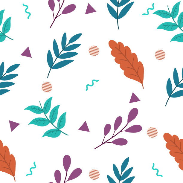 五颜六色的多套水彩彩叶图片下载