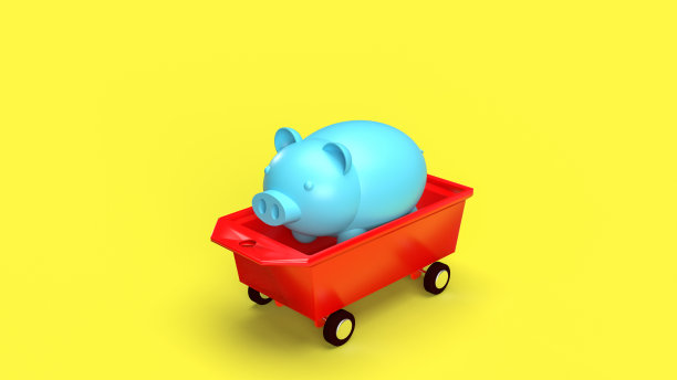 用于科学或医学概念3d渲染的玩具马车上的存钱罐图片下载