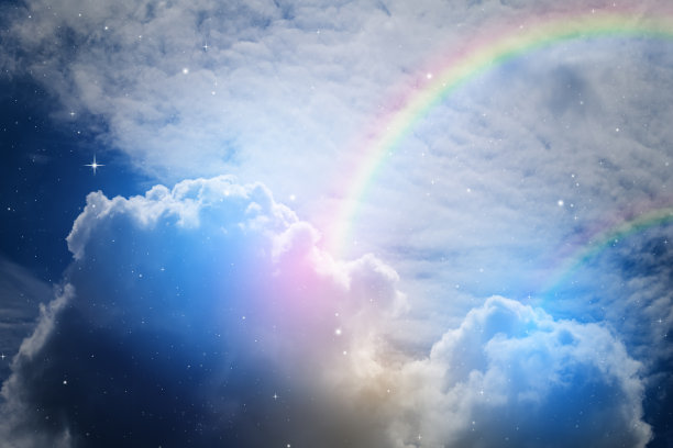 五彩缤纷的夜空与彩虹图片下载
