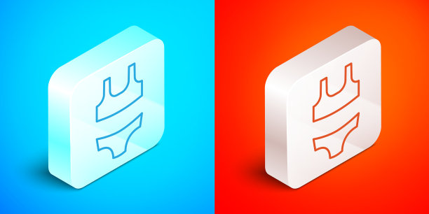 等距线夏季海滩泳装图标孤立图片下载