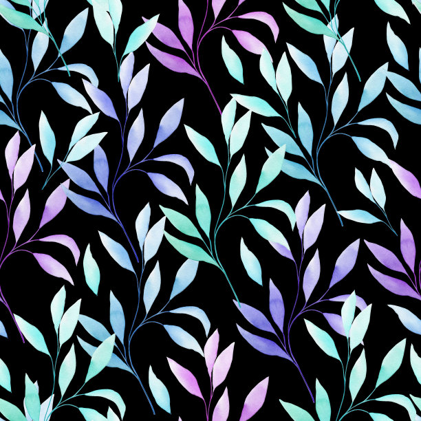 透明桉树叶无缝水彩图案。在孤立的背景上手绘树枝插图。无尽的织物和壁纸背景。图片下载