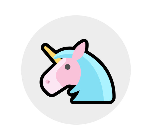 矢量孤立独角兽图标插图。彩色独角兽表情符号图片下载