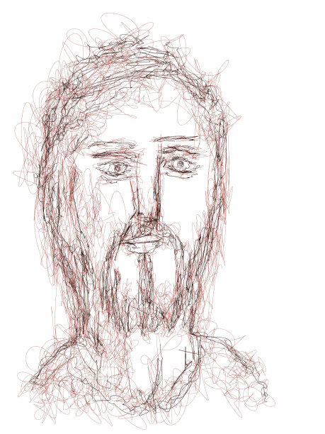 想象的脸耶稣基督，天主教和东正教基督教，矢量素描插图。图片下载