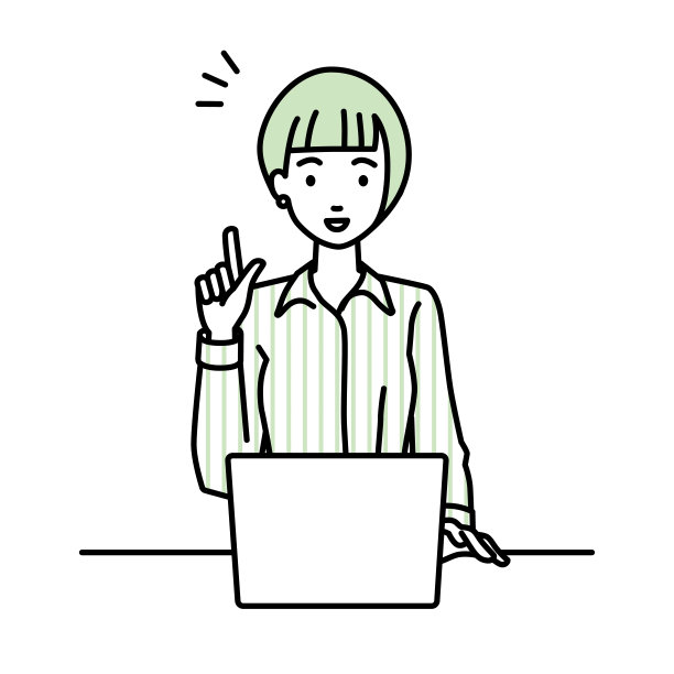 一个穿着衬衫的女人用笔记本电脑在她的办公桌上用手指来获得灵感图片下载