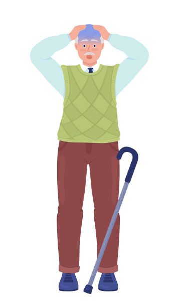 老头惊恐发作半平色矢量特征图片下载